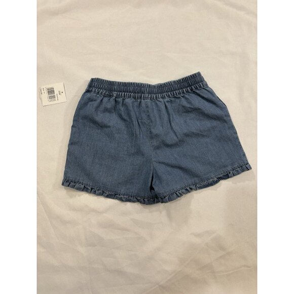 Mini Boden Girls Denim Embroidered Floral Pull On Chambray Shorts Size 7 - Picture 2 of 5